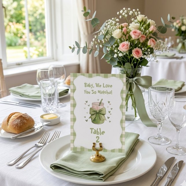Wir lieben euch so sehr Matcha Bow Green Gingham Tischnummer (Von Creator hochgeladen)