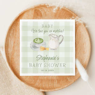 Wir lieben euch so sehr Matcha Green Gingham Baby  Serviette