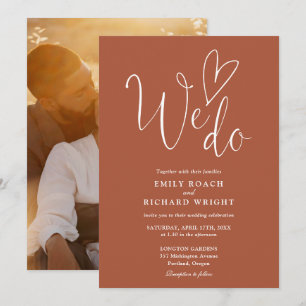 Wir lieben Heart Photo Terrakotta Hochzeit Einladung