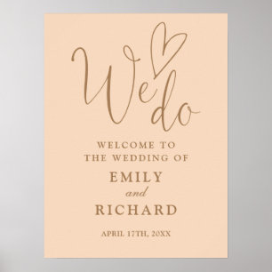 Wir lieben Heart Soft Peach Hochzeits-Willkommenss Poster