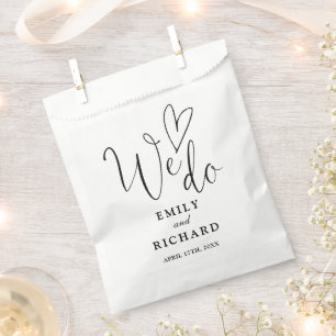 Wir lieben Herz Elegante schwarz-weiße Hochzeit Geschenktütchen