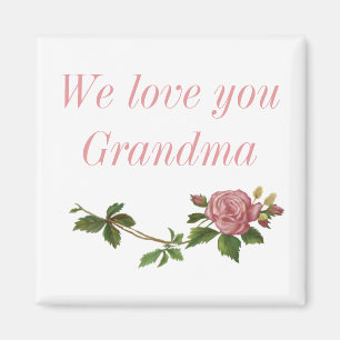 Wir lieben Oma, Vintage Pink Rose Magnet