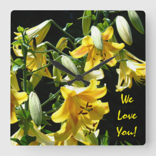 Wir lieben Sie Wanduhren Gelbe Lilienblumen