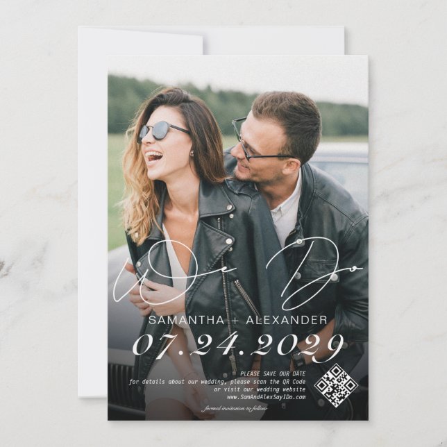 Wir machen 4 Foto Moderne Skripte Schwarz & Weiß Save The Date (Vorderseite)