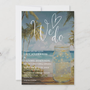 Wir machen Aquarell-Strand-Palmenbaum-Mason-Glas-H Einladung