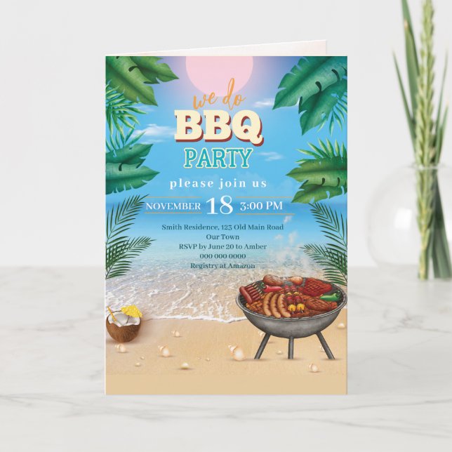 Wir machen Beach Party Einladung Beach GRILLEN Sum (Vorderseite)