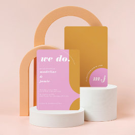 Wir machen ein Abstraktes, kühnes, rosa und gelbes Einladung