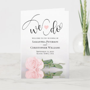 Wir machen eine elegante, blass rosa Rosenhochzeit Programm