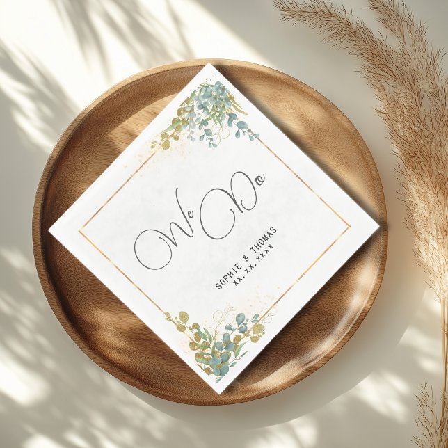 Wir machen eine grüne und goldene Eukalyptus-Aquar Serviette (Von Creator hochgeladen)