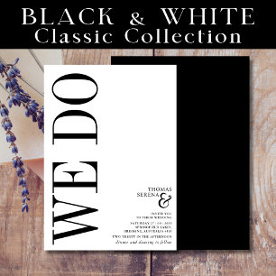 Wir machen eine Schwarz-Weiß-Monogramm-Hochzeit Einladung