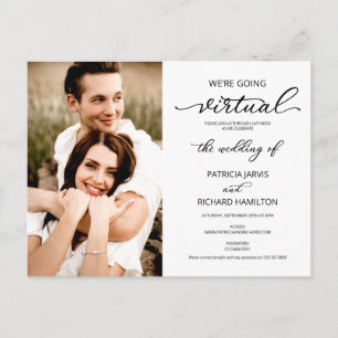 Wir machen eine virtuelle Hochzeitsfoto-Einladung Postkarte
