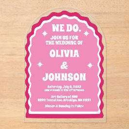 Wir machen einen modernen, feinen rosa Magenta Ret Acryleinladungen