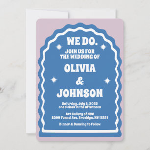 Wir machen einen modernen, fett blauen Lila Retro- Einladung