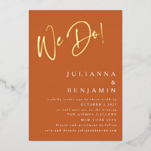 Wir machen Elegant Wedding Website Burnt Orange Go Folieneinladung