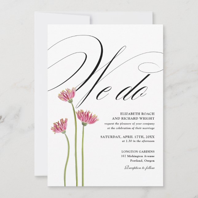 Wir machen elegante florale Wildblumen QR-Code-Hoc Einladung (Vorderseite)