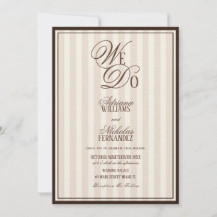 Wir machen elegante gestreifte Espresso-Hochzeit Einladung