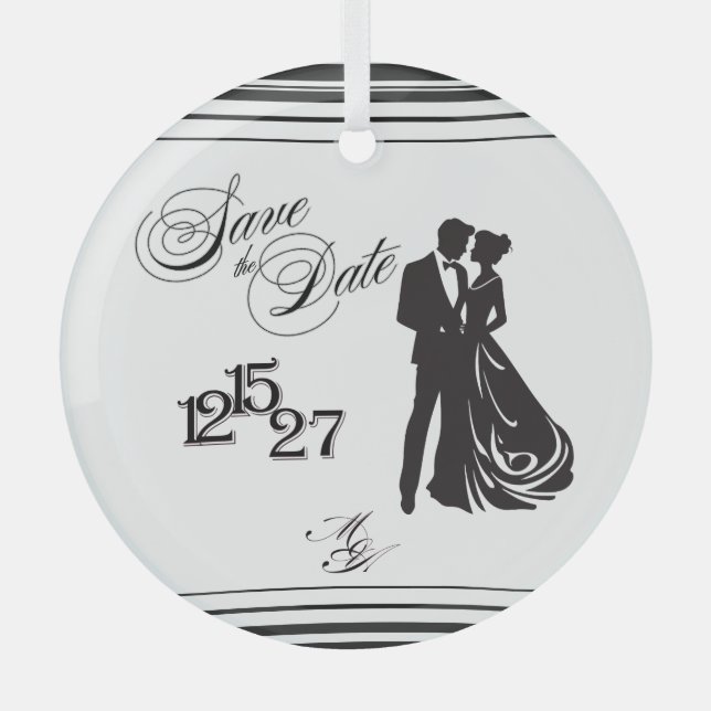 Wir machen formell Save the Date Ornament Aus Glas (Vorderseite)