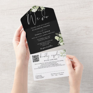 Wir machen Grün QR-Code Schwarz-Weiße Hochzeit All In One Einladung