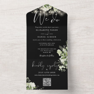 Wir machen Grün String-Lichter QR-Code-Hochzeit All In One Einladung