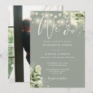 Wir machen Grünzeug Lichter Foto Salbeigrüne Hochz Einladung