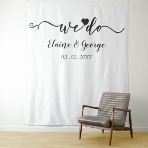 Wir machen Herz-Hochzeitsfoto-Requisiten-Hintergru Wandteppich