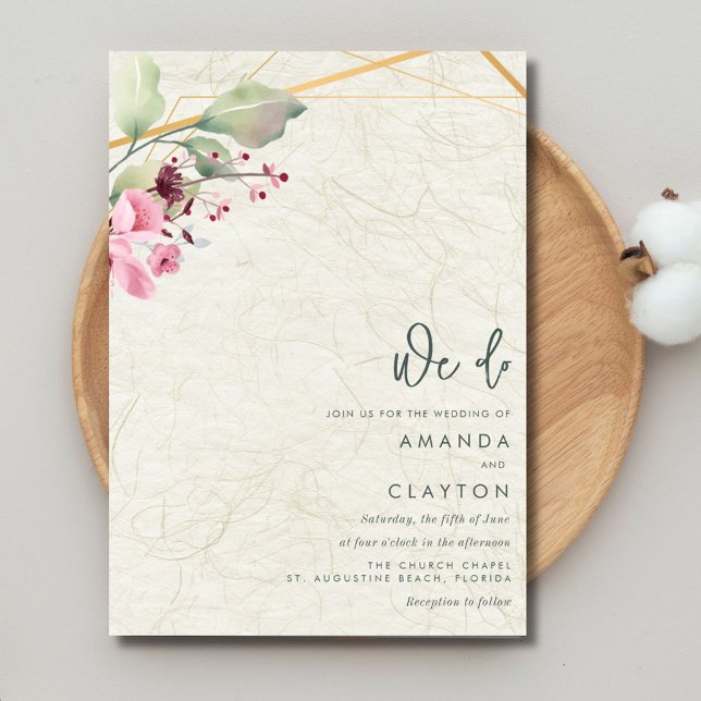 Wir machen Hochzeit Einladung (We Do Elegant Floral Botanical Wedding Invitation)