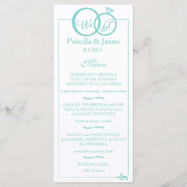 Wir machen Hochzeit Menükarte (Vorderseite)