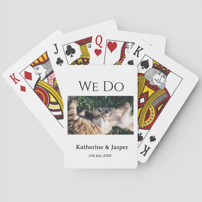 Wir machen Hochzeit Verlobung Haustier Name Foto D Spielkarten (Rückseite)