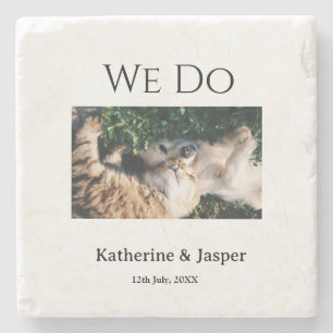 Wir machen Hochzeit Verlobung Haustier Name Foto D Steinuntersetzer