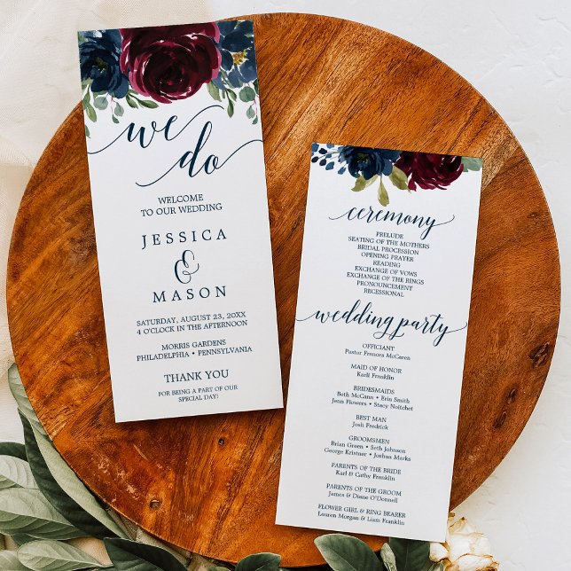 Wir machen Hochzeitsprogramm für Burgundy Navy Programm (Von Creator hochgeladen)