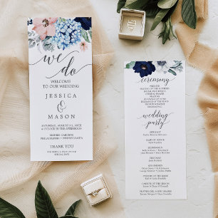Wir machen Hochzeitsprogramme für Navy Blooms Programm