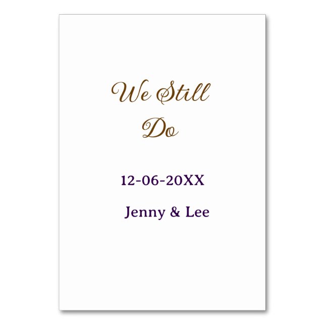 Wir machen immer noch braun rosa Name Datum Jahr B Tischnummer (Vorderseite)