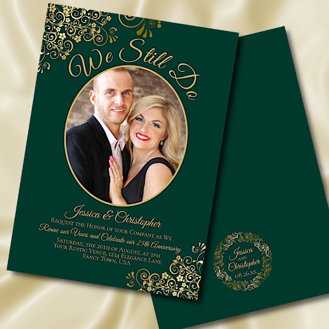 Wir machen immer noch Emerald & Gold Wedding Vow E Einladung (Von Creator hochgeladen)