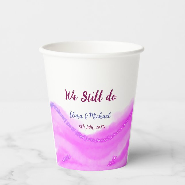 Wir machen immer noch rosa lila Aquarellfarben Gli Pappbecher (Vorderseite)