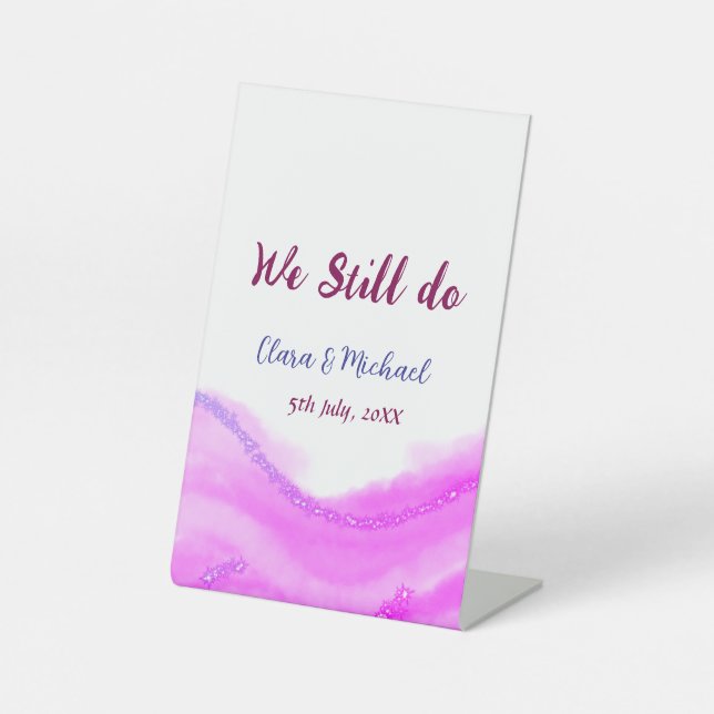 Wir machen immer noch rosa lila Aquarellfarben Gli Sockelschild (Vorderseite)