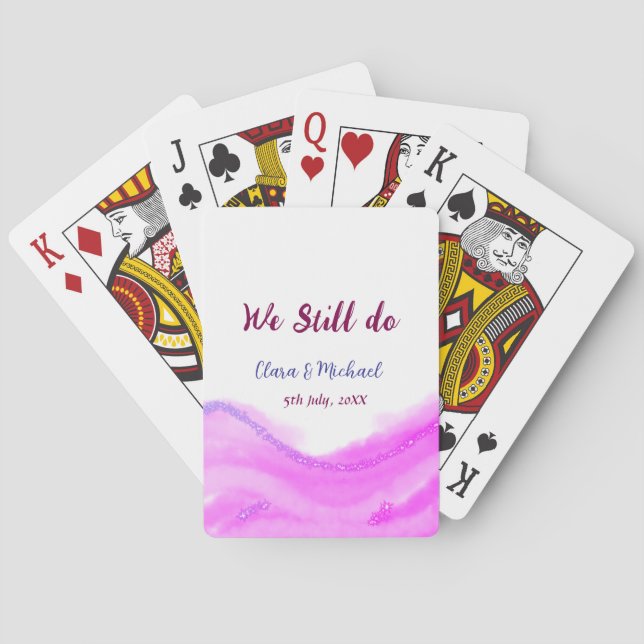 Wir machen immer noch rosa lila Aquarellfarben Gli Spielkarten (Rückseite)