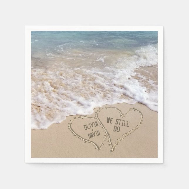 Wir machen immer noch Strandherzen mit Namen Serviette (Vorderseite)