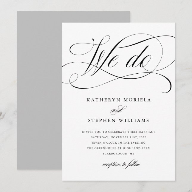 WIR MACHEN Kalligrafie-Hochzeitseinladung Einladung (Vorne/Hinten)