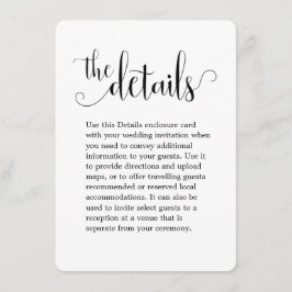 Wir machen kalligraphische Hochzeitdetails Begleitkarte