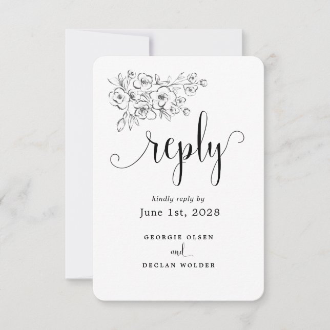Wir machen kalligraphische Hochzeiten ohne Mahlzei RSVP Karte (Vorderseite)