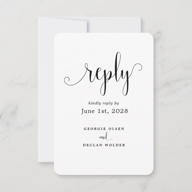 Wir machen kalligraphische Hochzeiten ohne Mahlzei RSVP Karte (Vorderseite)