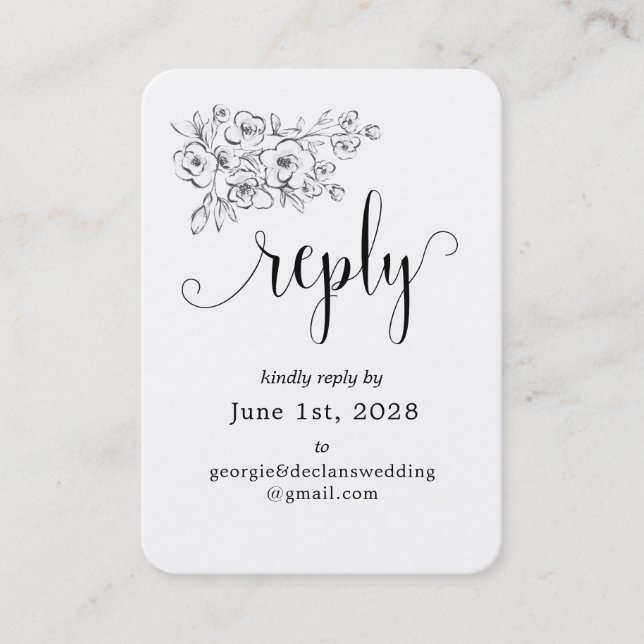 Wir machen kalligraphische Hochzeiten Online-RSVP- Visitenkarte (Vorderseite)