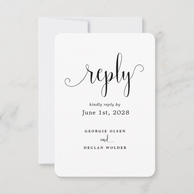 Wir machen kalligraphische Hochzeiten RSVP Karte (Vorderseite)