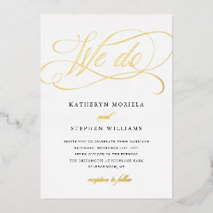 WIR MACHEN klassische Kalligrafie-HochzeitGold Folieneinladung