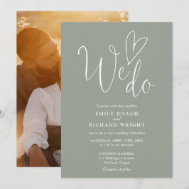 Wir machen Liebe Herz Foto Sage Green Wedding Einladung