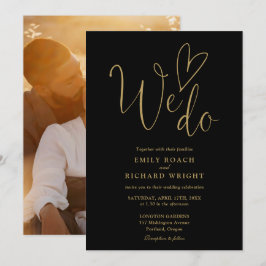 Wir machen Liebe Herz Foto Schwarz und Gold Hochze Einladung