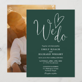 Wir machen Liebe Herz Foto Smaragdgrüne Hochzeit Einladung