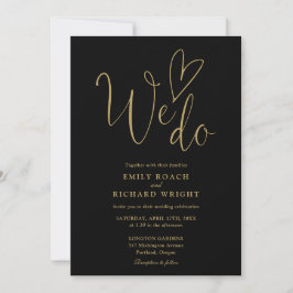Wir machen Liebe Herz QR Code Black und Gold Hochz Einladung