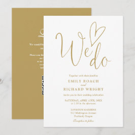 Wir machen Liebe Herz QR Code Chic Gold Hochzeit Einladung