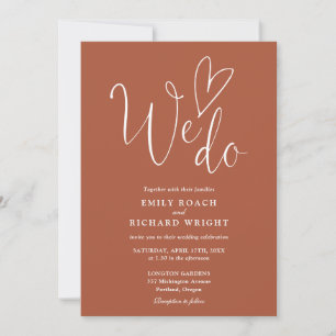Wir machen Liebe Herz QR Code Terracotta Wedding Einladung